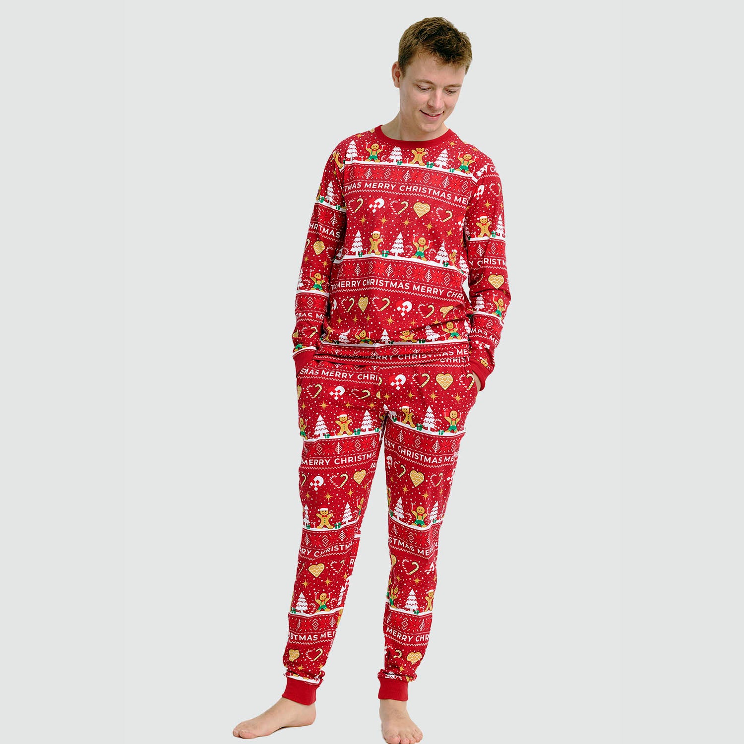 Weihnachtskeks Julepyjama Rot - Herren.